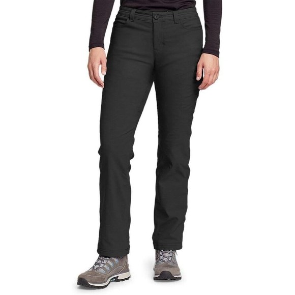 Eddie Bauer Micro Fleece Lined Rainier Pants Womens 16 Black Stretch NEW - Picture 1 of 9